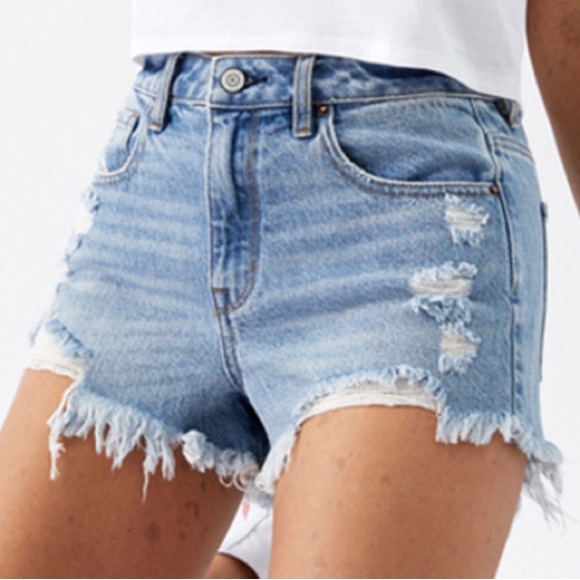 PacSun Blue High Waisted Denim Festival Shorts - Picture 4 of 7
